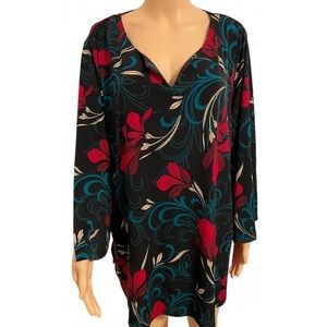 Rafaella Women’s Floral Long Sleeve V-Neck Blouse Sz 3X